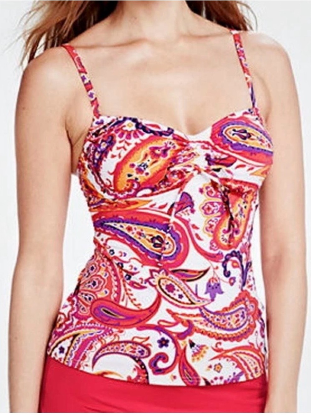 Lands End pink paisley tankini top